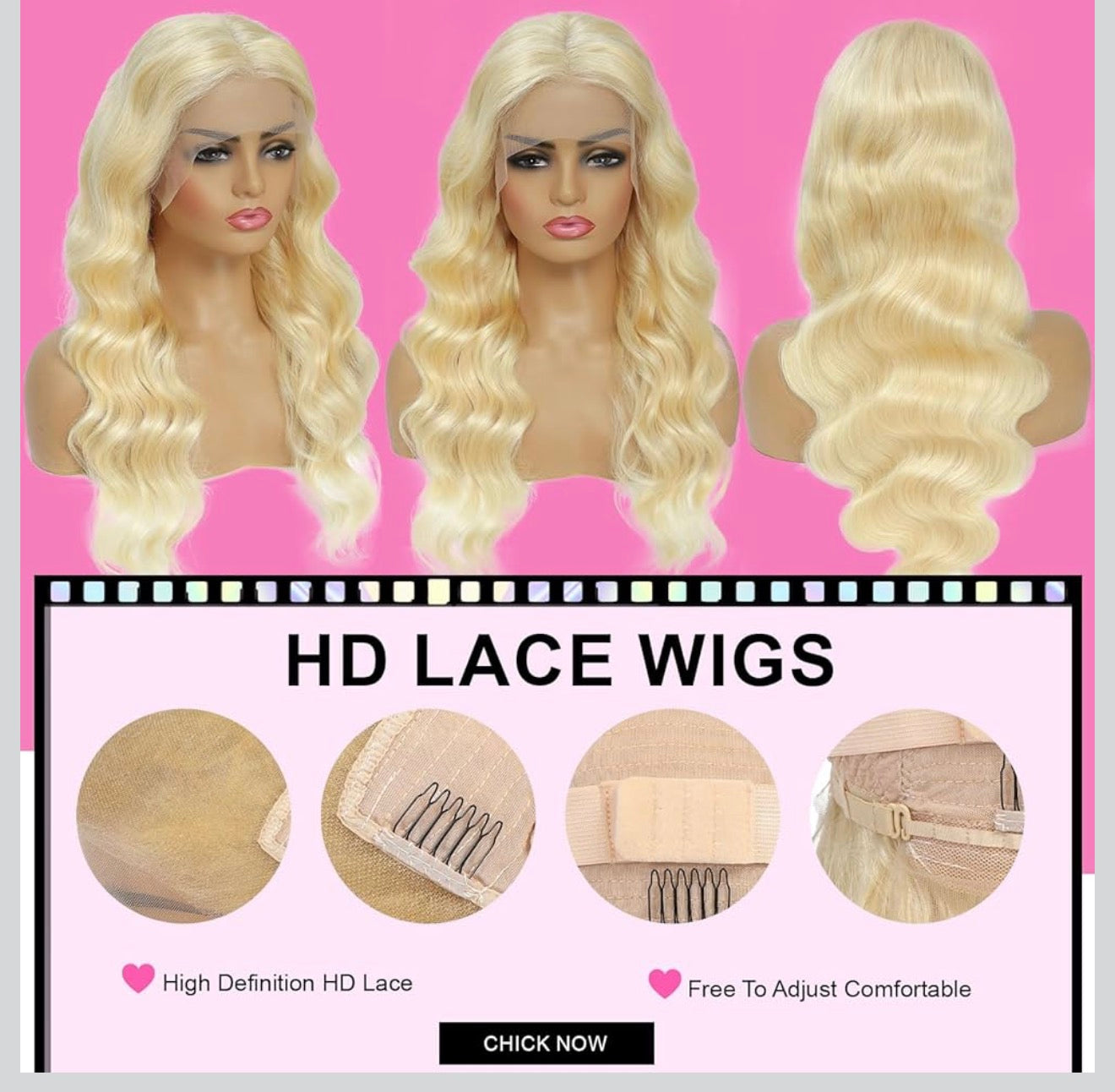 Blonde human wig
